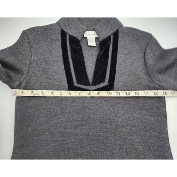 Soft Surroundings Runway Wool Blend Knit Tunic Sweater Velvet Trim Gray Size XS - Picture 7 of 10
